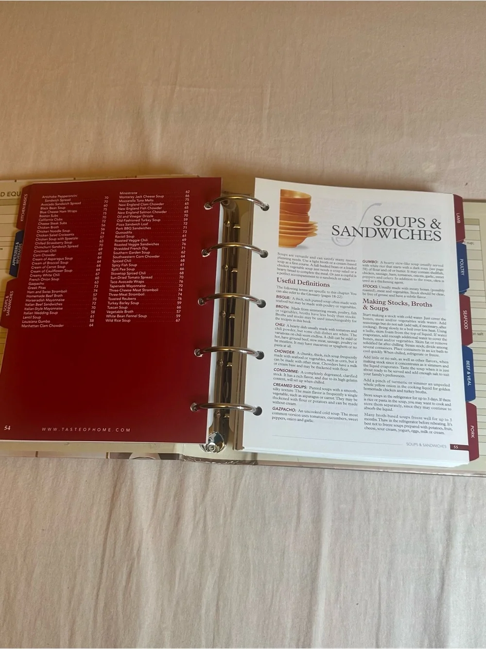 The Taste of Home Cookbook Timeless Recipes 5 Ring Binder w/CD Nice Variety